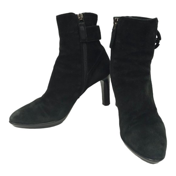 Aquatalia Rachele Side Zip Suede Ankle Boots Womens 8.5 Buckle Detail Stiletto - Picture 1 of 11